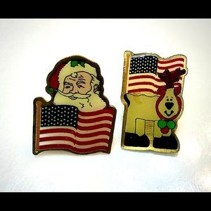 American Flag and  Christmas Pins